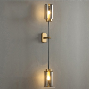 Copper glass double-headed wall lamp